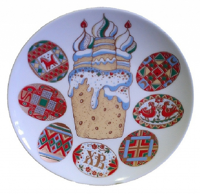 Decorative Wall Plate Easter Cake & Eggs 7.7"/195 mm Lomonosov Porcelain