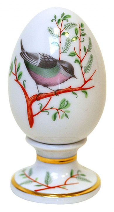 Easter Egg on Stand Chiffchaff Bird Lomonosov Porcelain