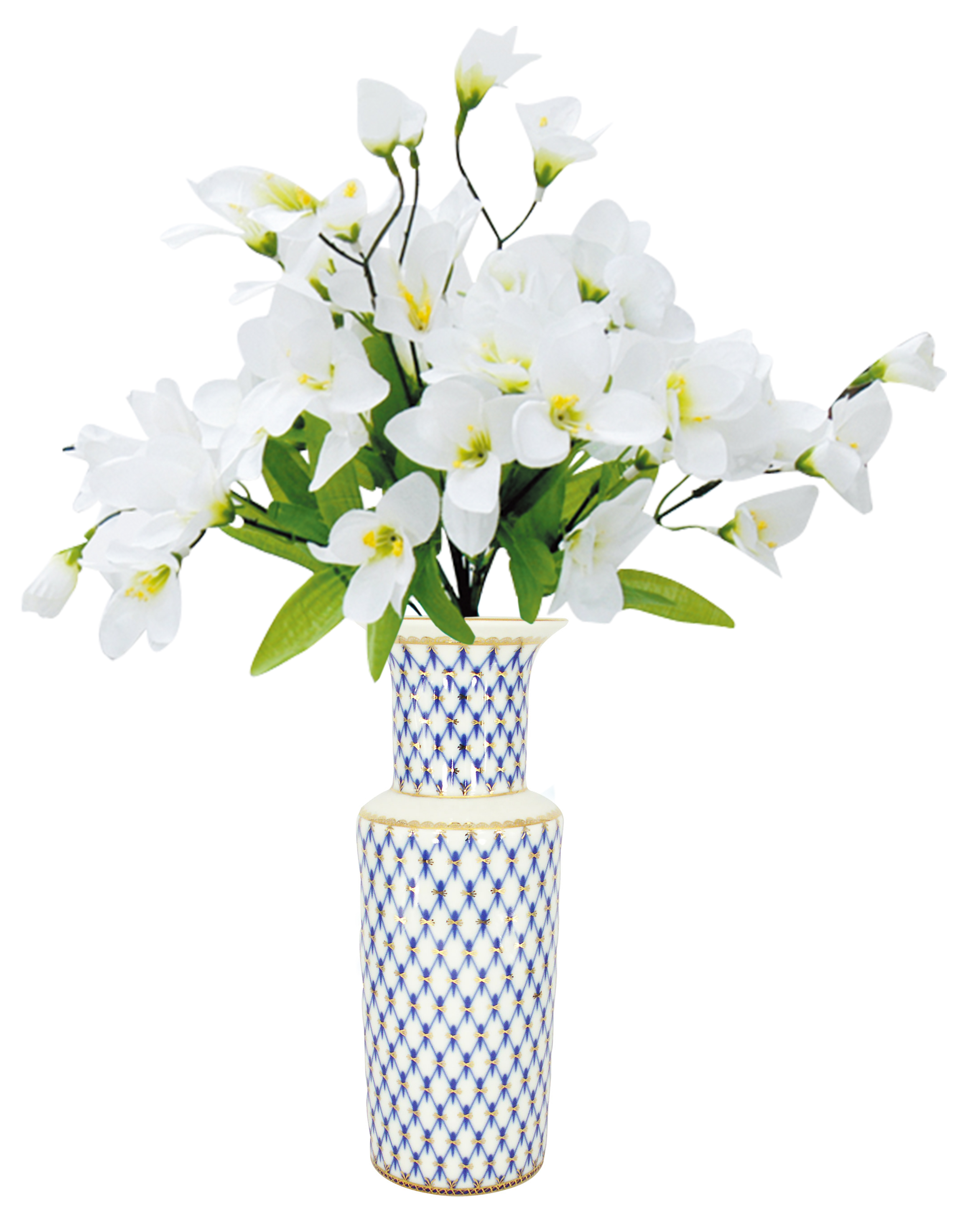 Lomonosov Porcelain Flower Vase Cobalt Net 10.6"