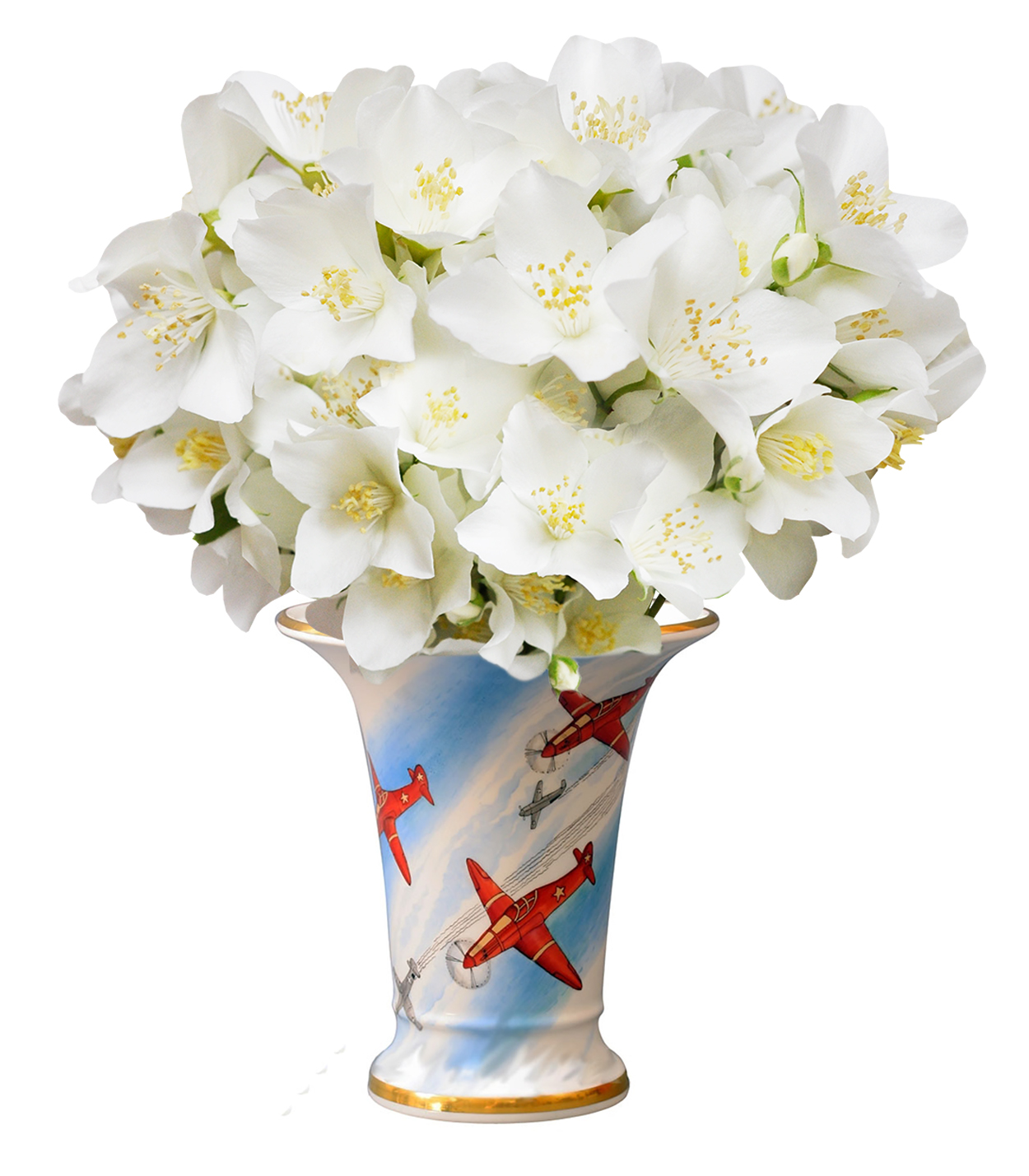 Flower Vase Empire Style Airplanes Lomonosov Porcelain