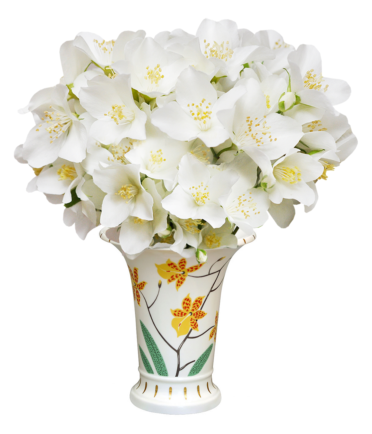 Flower Vase Empire Style Tiger Orchid Lomonosov Porcelain