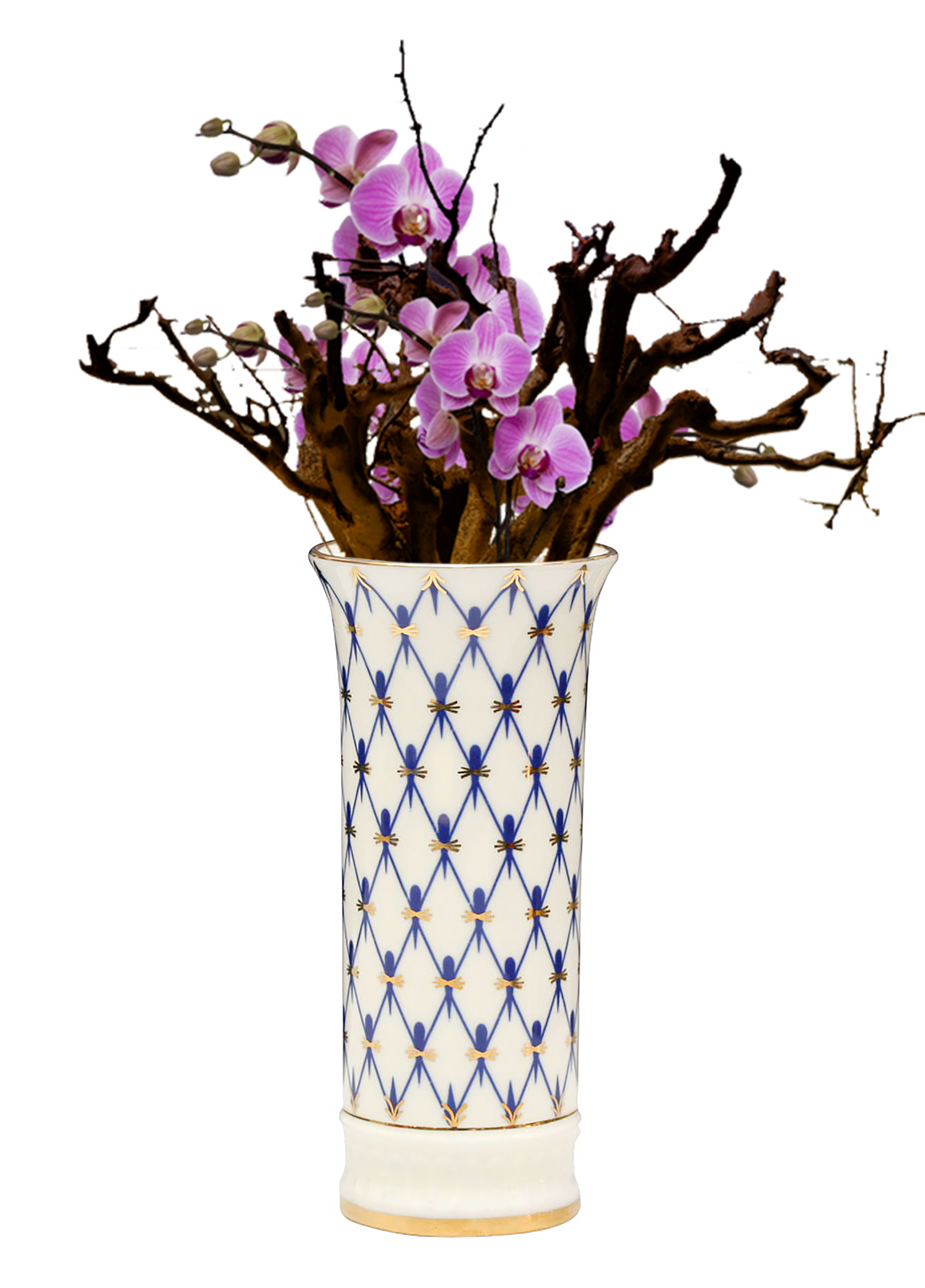 Lomonosov Porcelain Flower Vase Cobalt Net 5.8"