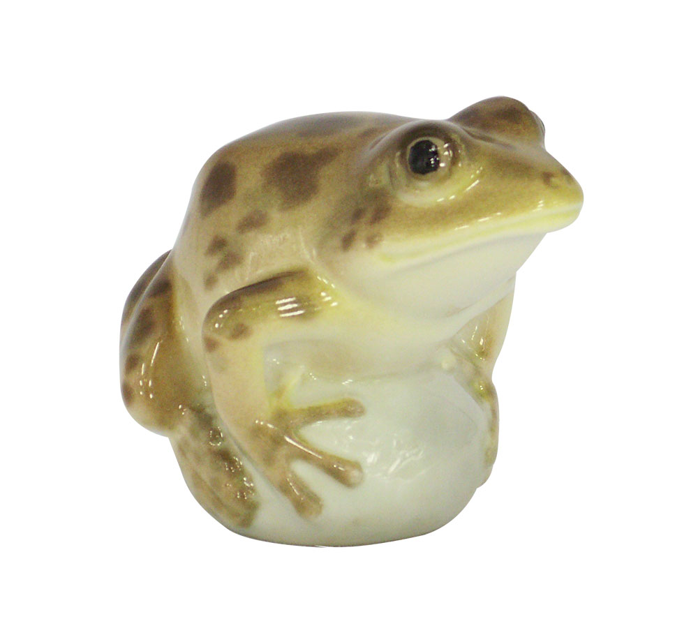 Frog on Rock Brown Colored Lomonosov Porcelain Figurine