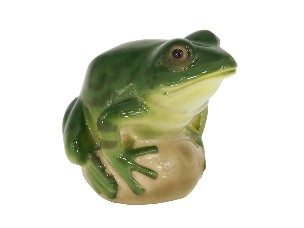 Frog on Rock Green Colored Lomonosov Porcelain Figurine