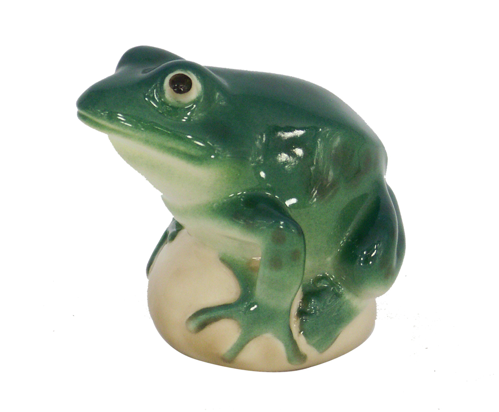 Frog on Rock Turquoise Colored Lomonosov Porcelain Figurine