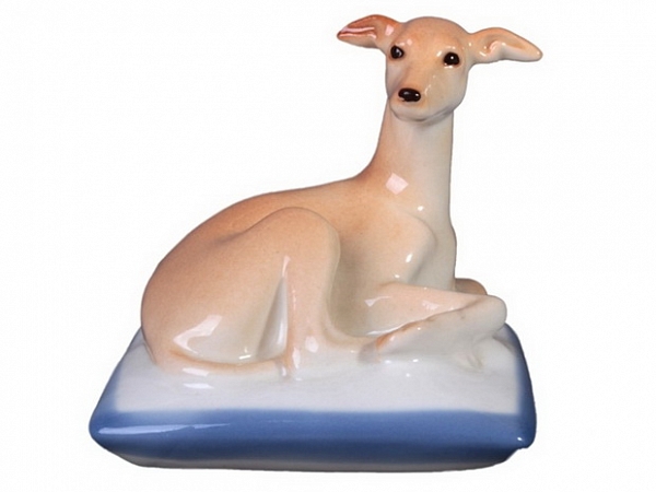 Italian Grayhound Dog on Blue Pillow Lomonosov Figurine