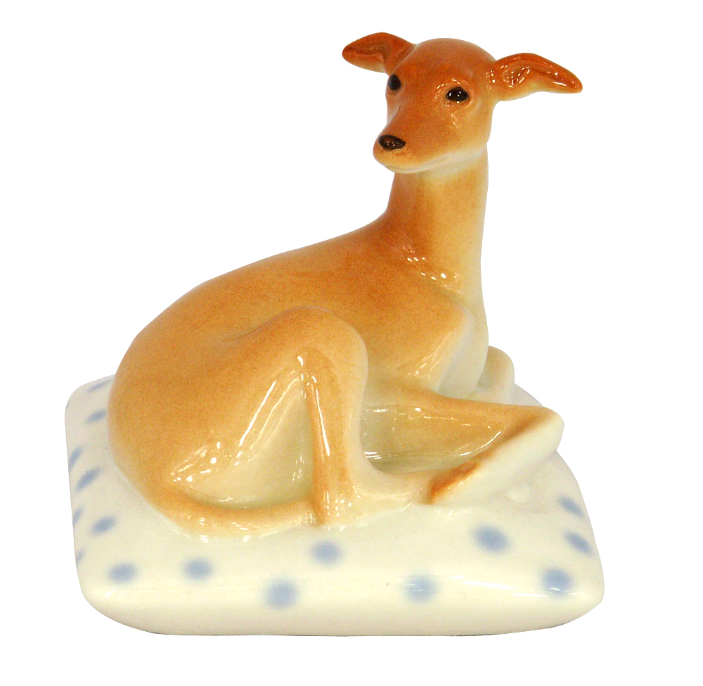 Italian Grayhound Dog on Spotted Pillow Lomonosov Figurine
