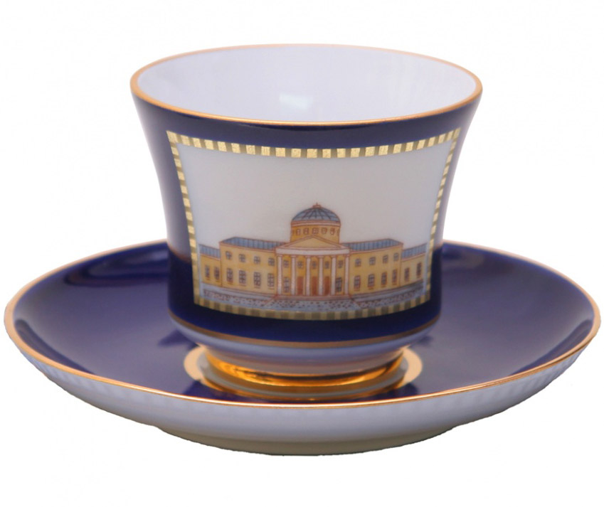 Lomonosov Porcelain Tea Set Cup and Saucer Classic of Petersburg #3 7.4 oz/220 ml