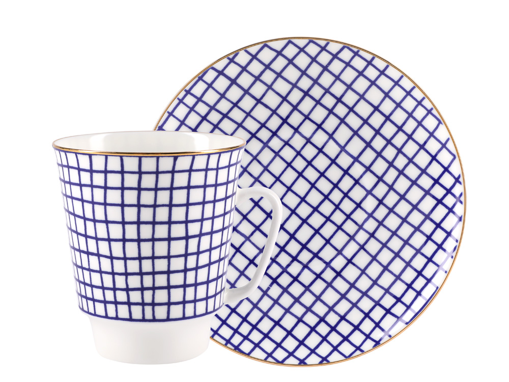 Lomonosov Bone China Porcelain Coffee Cup May Tweed 5.6 fl.oz/165 ml 2 pc
