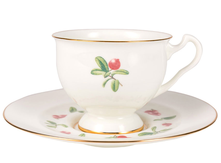 Lomonosov Bone China Tea Set Cup and Saucer Aisedora Foxberry 8.1 oz/240 ml 