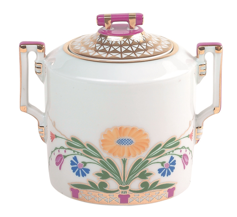 Lomonosov Porcelain Sugar Bowl Moscow River 13.5 oz/400 ml