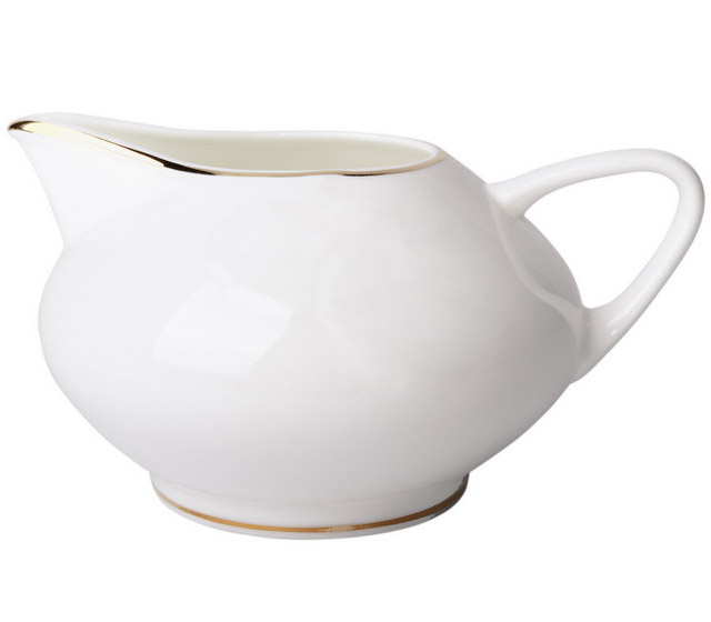 Lomonosov Porcelain Bone China Creamer Dome Golden Ribbon 9.1 fl.oz/270 ml