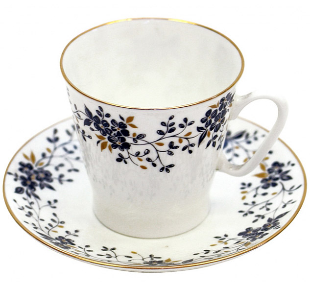 Lomonosov Porcelain Bone China Espresso Cup Set Tiny Branches 2.7 oz