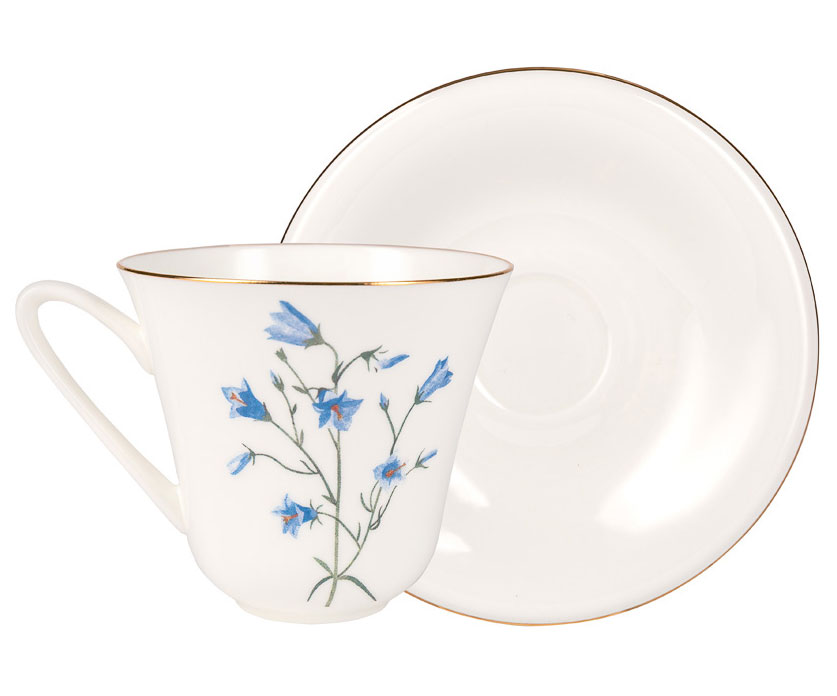 Lomonosov Porcelain Bone China Tea Set Cup and Saucer Bluebell Flower 7.3 fl.oz/200 ml