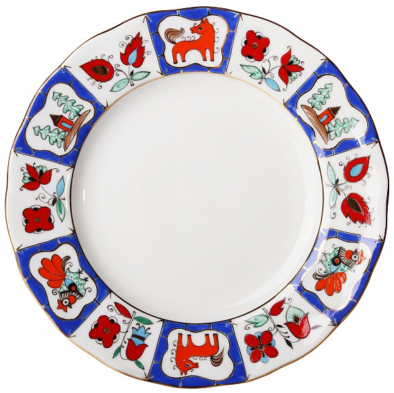 Lomonosov Porcelain Cake Dessert Plate Tulip Russian Lubok 7"/180 mm