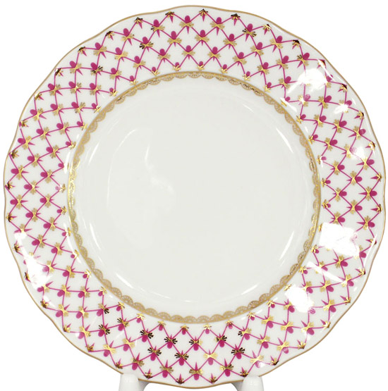 Lomonosov Porcelain Cake Dessert Tulip Plate Red Net 7"/180 mm