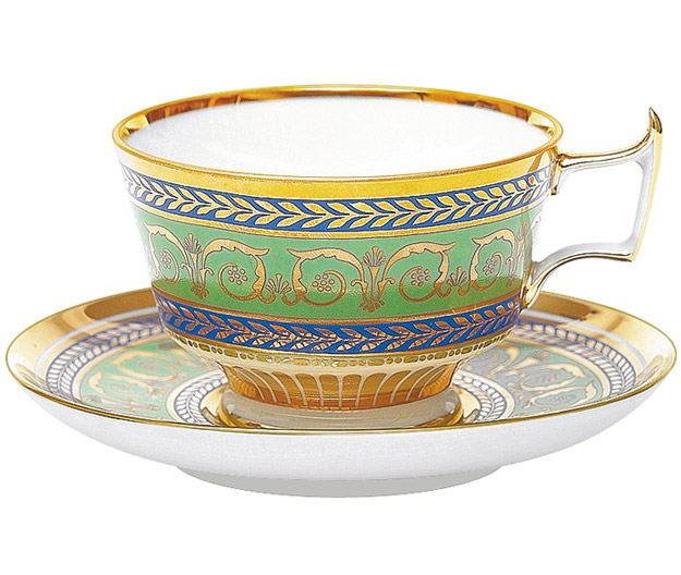 Lomonosov Porcelain Coffee Cup and Saucer Alexandria Golden 6.8 oz/200 ml