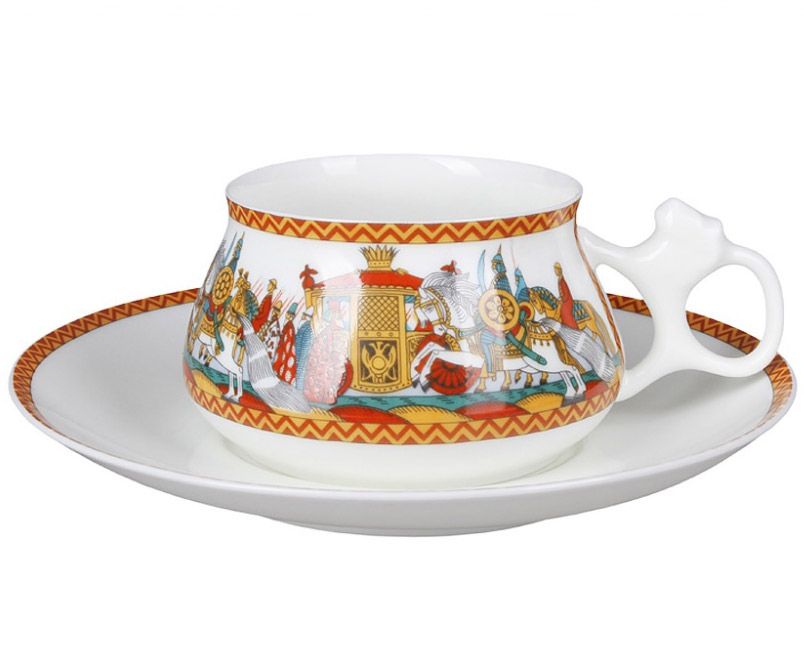 Lomonosov Porcelain Cup and Saucer Bilibina Dadon Army 6.1 fl.oz/180ml