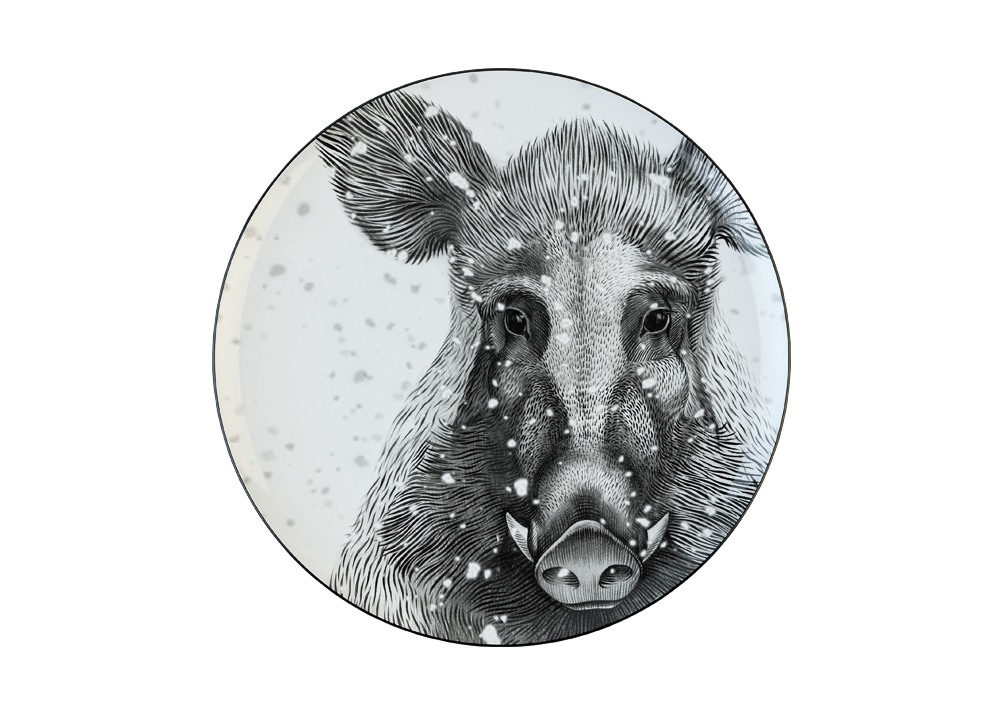 Lomonosov Porcelain Decorative Wall Plate Totem Animal WILD BOAR 9.1"/230 mm