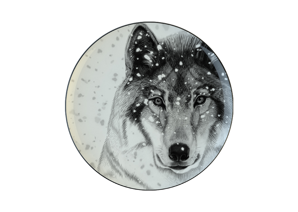 Lomonosov Porcelain Decorative Wall Plate Totem Animal WOLF 9.1"/230 mm