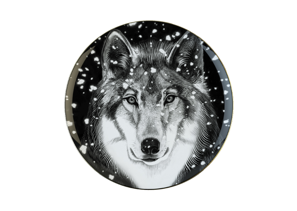 Lomonosov Porcelain Decorative Wall Plate Totem Animal Wolf 11.8"/300 mm