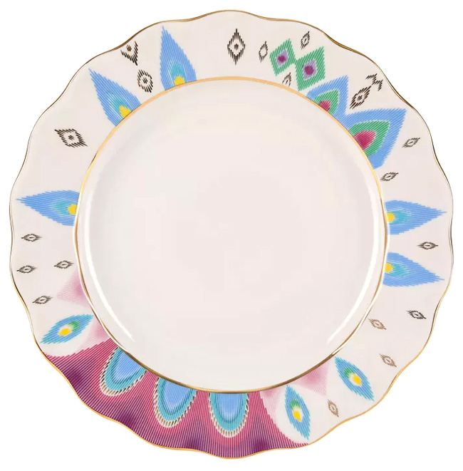 Lomonosov Porcelain Dinner Plate Tulip Peacock's Feather 10.62"/270 mm