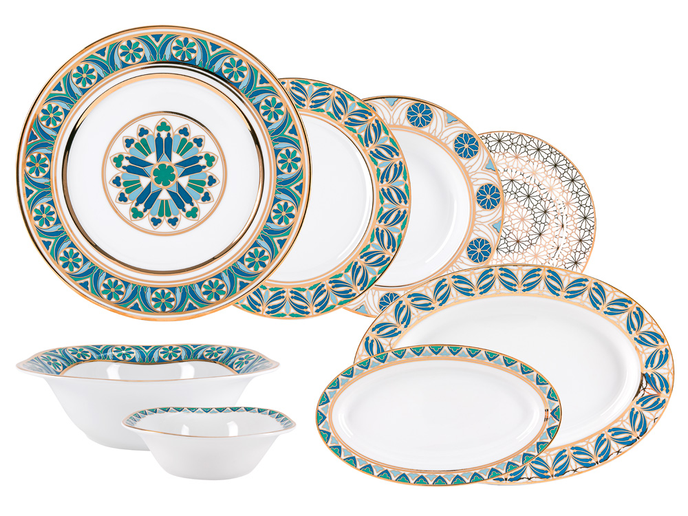 Lomonosov Porcelain Dinner Set Gothic 24 items European