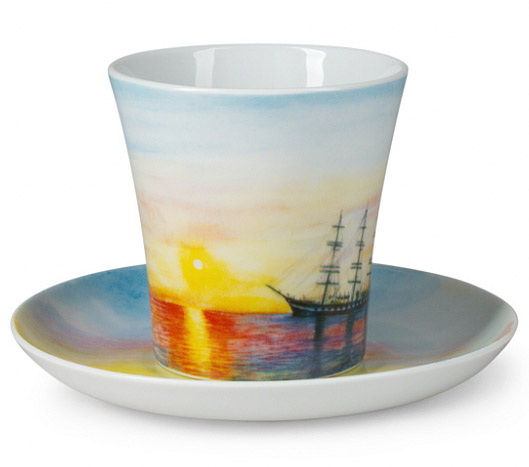 Lomonosov Porcelain Mug Sailing Vessel Barque Leningradskii-2 12.2 fl.oz/360 ml