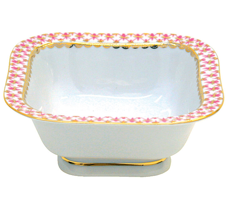 Lomonosov Porcelain Salad Bowl Red Net (6 serv.) 50.7 fl.oz/1500 ml