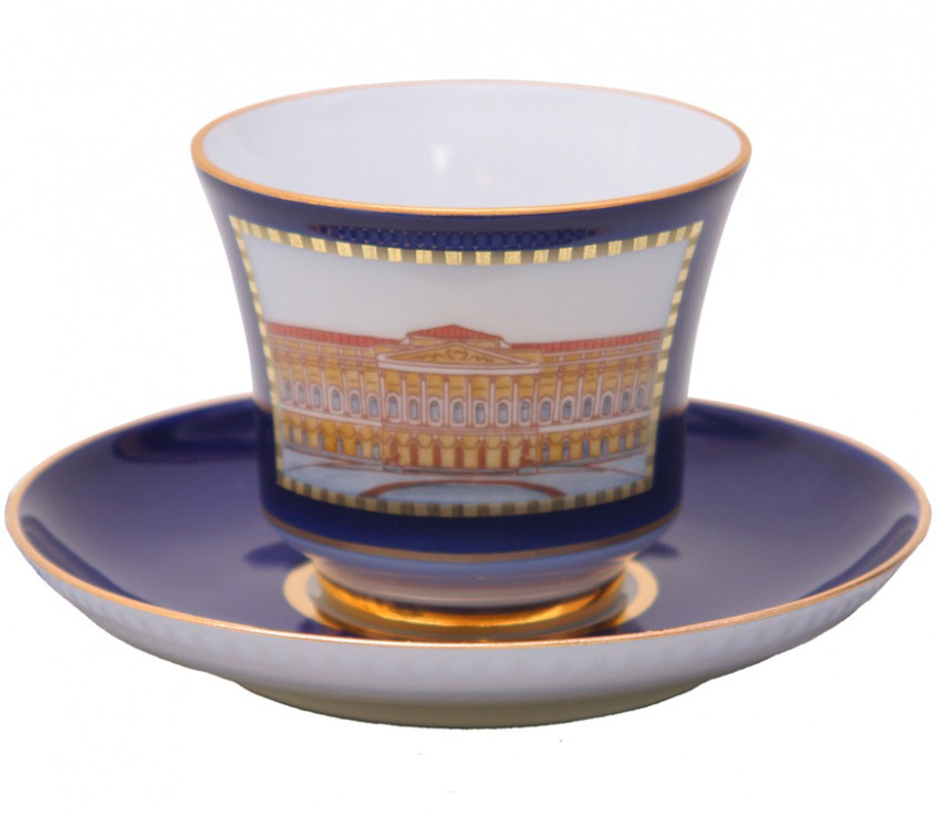 Lomonosov Porcelain Tea Set Cup and Saucer Classic of Petersburg #4 7.4 oz/220 ml