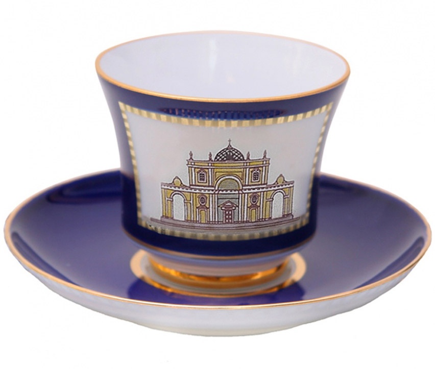 Lomonosov Porcelain Tea Set Cup and Saucer Classic of Petersburg #5 7.4 oz/220 ml