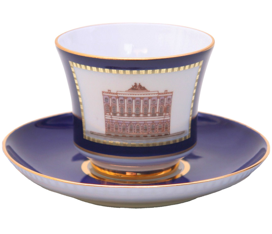 Lomonosov Porcelain Tea Set Cup and Saucer Classic of Petersburg #6 7.4 oz/220 ml