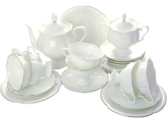 Lomonosov Porcelain Tea Set Service Natasha Golden Ribbon 20 pc