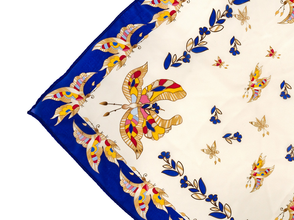 Lomonosov Russian Gift Set Сhiffon Silk Scarf 35x35" Fantastic Butterflies