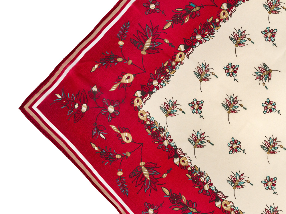 Lomonosov Russian Gift Set Сhiffon Silk Scarf 35x35" Golden Branches v.2