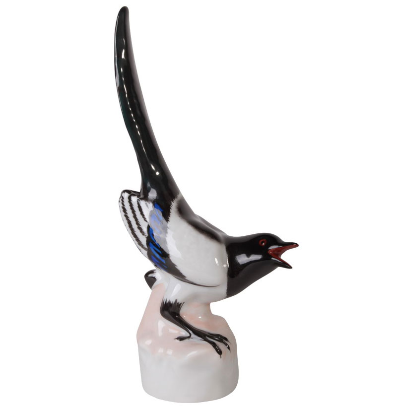 Magpie Bird Lomonosov Porcelain Figurine