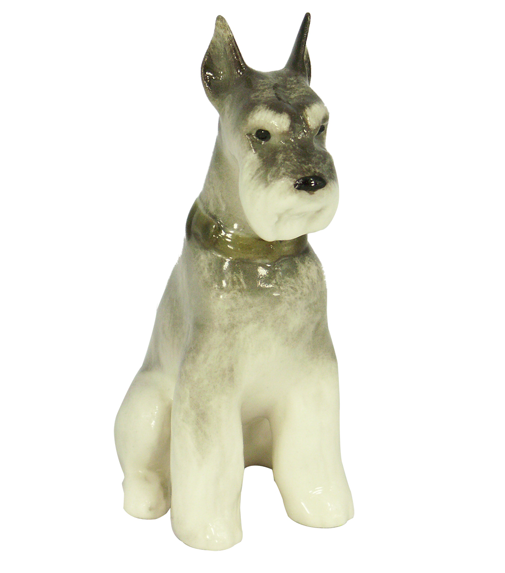 Miniature Schnauzer Dog Sitting Lomonosov Figurine