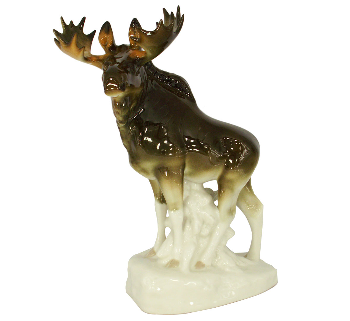 Moose Walking Lomonosov Porcelain Figurine