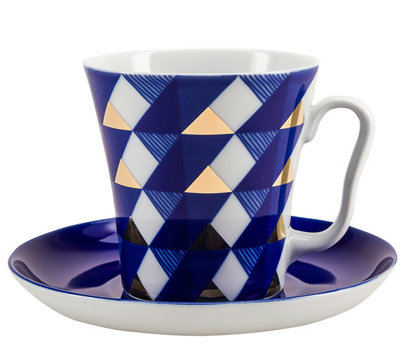 Lomonosov Porcelain Mug Cobalt Pattern Ukata Leningradskii-2 12.2 fl.oz/360 ml