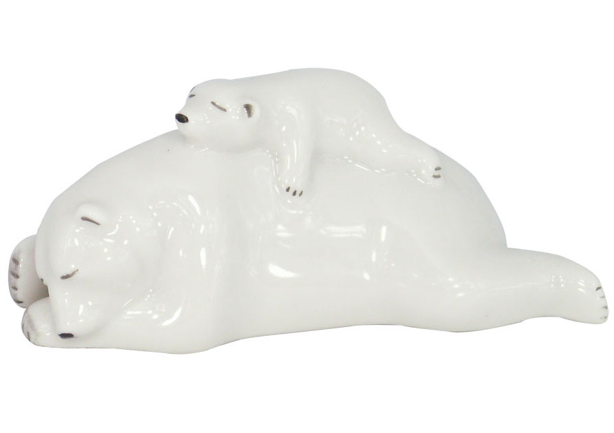 Polar Bear Mom with a Cub Lomonosov Porcelain Figurine