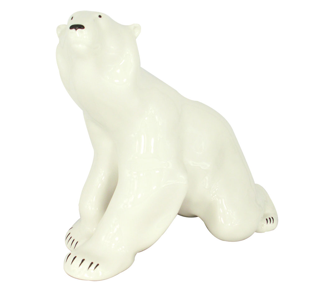 Polar Bear Sitting Big Lomonosov Porcelain Figurine