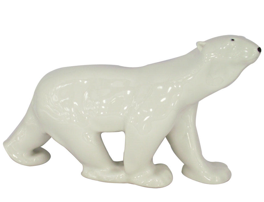 Polar Bear Walking Big Lomonosov Porcelain Figurine