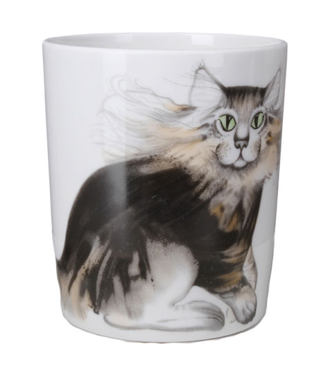 Lomonosov Porcelain Mug Cat Max Snowy Morning12.8 fl.oz/380 ml
