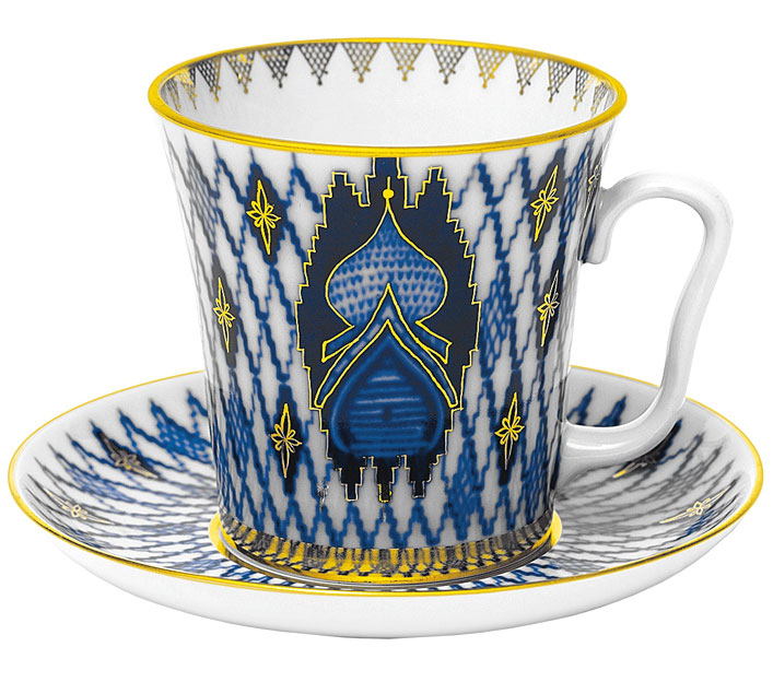 Lomonosov Porcelain Mug and Saucer Kizhi Leningradskii 12.2 fl.oz/360 ml
