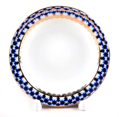 Lomonosov Porcelain Ashtray Cobalt Net Round