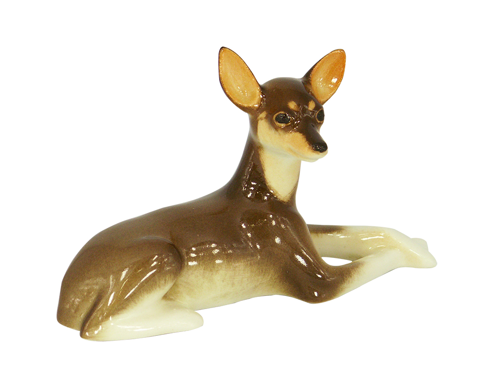 Toy Terrier Russkiy Dog Protecting Lomonosov Figurine