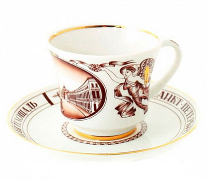 Lomonosov Porcelain Tea Cup Set Palace Square 7.4 oz/220 ml