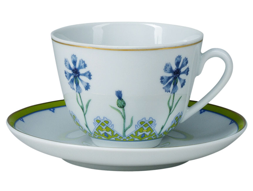 Lomonosov Porcelain Tea Cup Set Spring Blue Cornflower 7.8 oz/230ml
