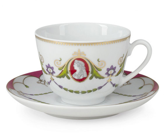 Lomonosov Porcelain Tea Cup Set Spring Cameo 7.8 oz/230ml
