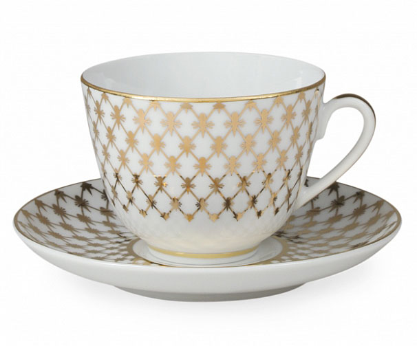 Lomonosov Porcelain Tea Cup Set Spring Jazz Golden Net 7.8 oz/230ml